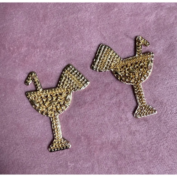 Watermelon Martini Cocktail Rhinestone Earrings Sparkly Statement Jewelry - Picture 6 of 6